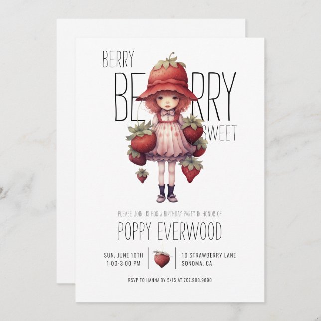 Berry Berry Sweet Anniversaire Fête Invitation (Devant / Derrière)