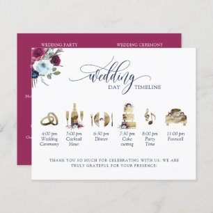 Berry Blue Burgundy Mariage Calendrier et programm