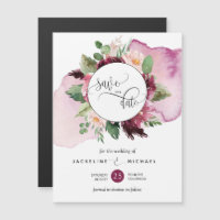 Berry, Blush Floral Wedding Enregistrer La Date Ma
