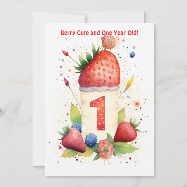 Berry Cute 1er Anniversaire Carte Anniversaire (Devant)