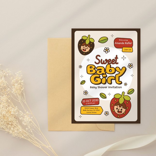 Berry Cute Baby Girl Shower Invitation (Créateur téléchargé)