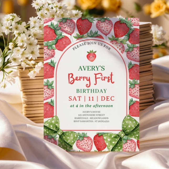 Berry First Birthday 1st Berry Birthday Invitation (Créateur téléchargé)
