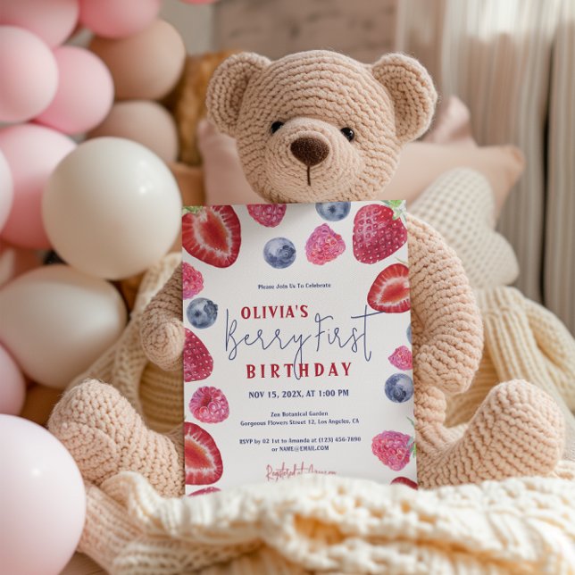 Berry First Birthday Berries Party Invitation (Créateur téléchargé)
