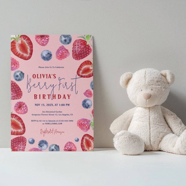 Berry First Birthday Berries Party Invitation (Créateur téléchargé)