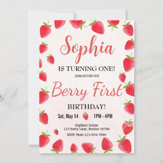 Berry First Birthday Invitation Invitation fraise