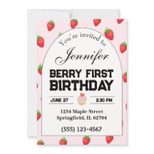 Berry First Birthday Invitation Invitation fraise