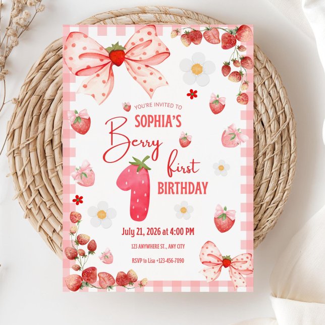 Berry First Birthday Invitation Modèle Berry 1er (Créateur téléchargé)