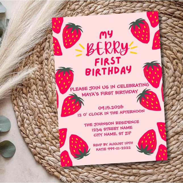 Berry First Birthday Party Invitation (Créateur téléchargé)