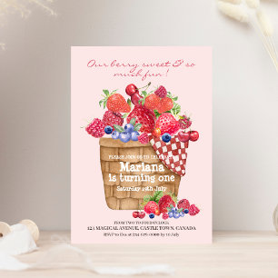 Berry First Birthday Party Invitation fraise