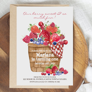 Berry First Birthday Party Invitation fraise