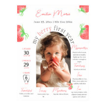 Berry First Birthday Photo Poster Modèle 1er enfan