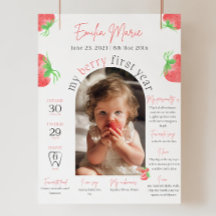 Berry First Birthday Photo Sign Modèle 1ère naissa