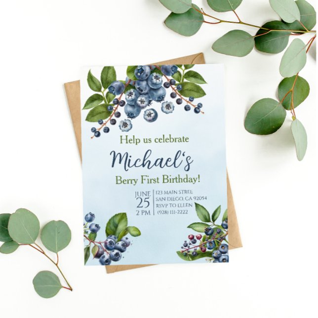 Berry First blueberry été invitation Anniversaire (Créateur téléchargé)