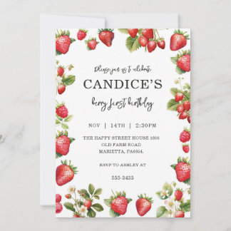 Berry First Invitation for Birthday Fruit Party
