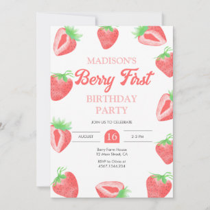 Berry First Strawberry 1er Invitation anniversaire