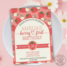 Berry First Strawberry Invitation Anniversaire St 