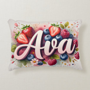 Berry Floral Nom personnalisé Coussin " Ava "