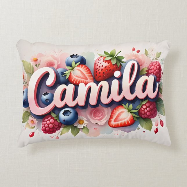 Berry Floral Nom personnalisé Coussin " Camila " (Devant)