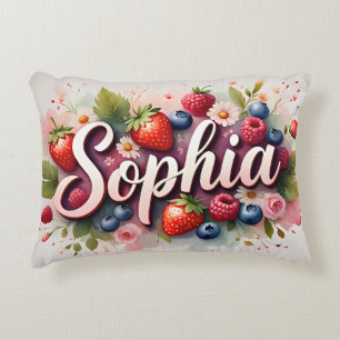 Berry Floral Nom Personnalisé Coussin - "Sophia"