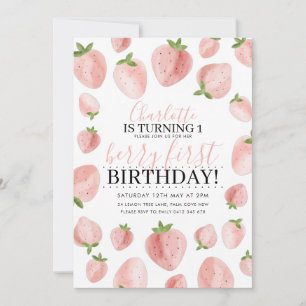 Berry fraise 1er anniversaire Invitation Girls