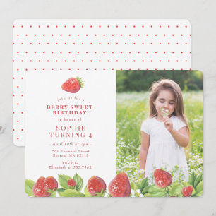 Berry fraise rouge doux Invitation d'anniversaire