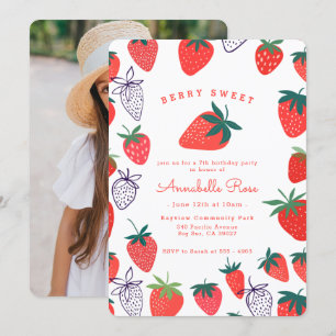 Berry fraise rouge doux Invitation d'anniversaire