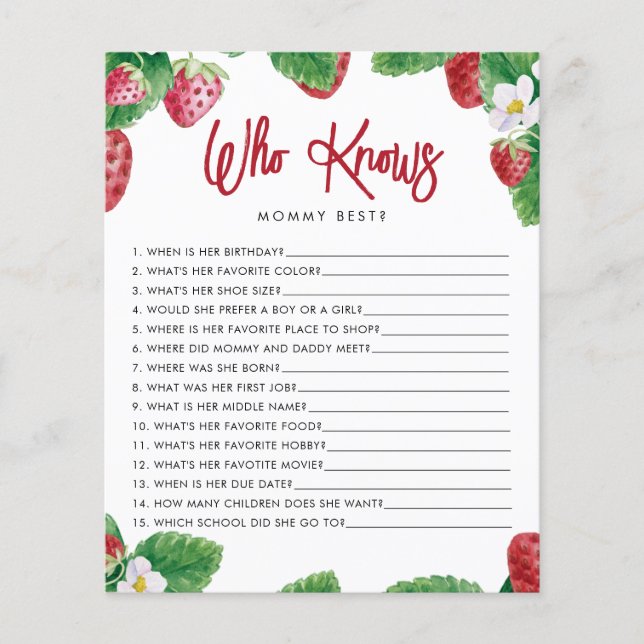 Berry fraise Sweet Qui Connaît Mommy Game (Devant)