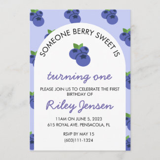Berry Fruit First Birthday Party Invitation
