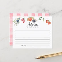 Berry in Love Berries Bridal Shower Advice Card