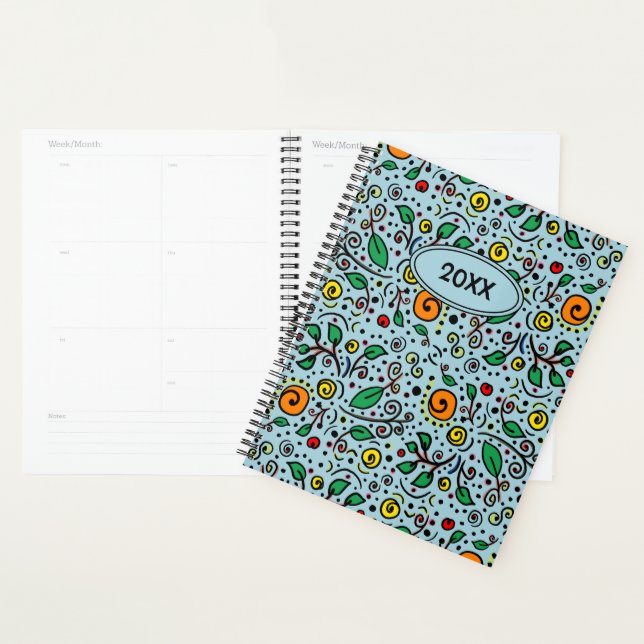 Berry Motif à fleurs orange sur mesure sur Turquoi (Devant avec enveloppe)