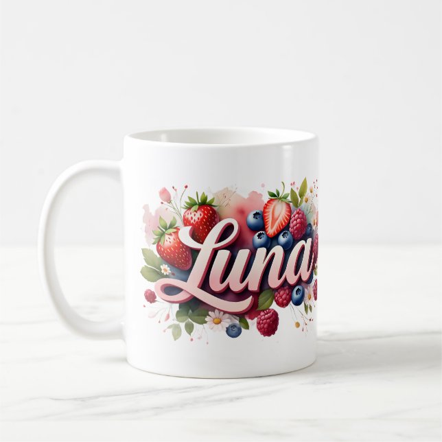 Berry personnalisé Nom floral Mug - Luna (Gauche)