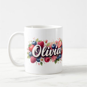 Berry personnalisé Nom floral Mug - Olivia