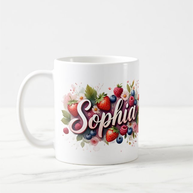 Berry personnalisé Nom floral Mug - "Sophia" (Gauche)