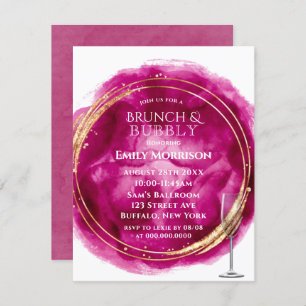 Berry Pink Aquarelle Or Brunch & Bubbly Invitation
