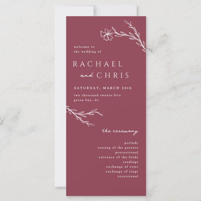 Berry Pink Modern Stencil Programme Botanique Flor (Devant)