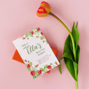 Berry premier été fraise Anniversaire Invitation