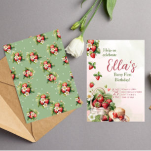 Berry premier été fraise Anniversaire Invitation