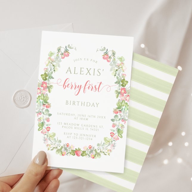 Berry rose première invitation d'anniversaire à la (Créateur téléchargé)