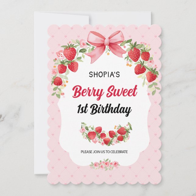 Berry Sweet 1er anniversaire Invitation (Devant)