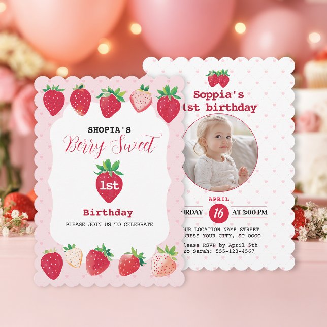 Berry Sweet 1er anniversaire Invitation (Créateur téléchargé)