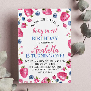 Berry Sweet Anniversaire Invitation Thème fraise