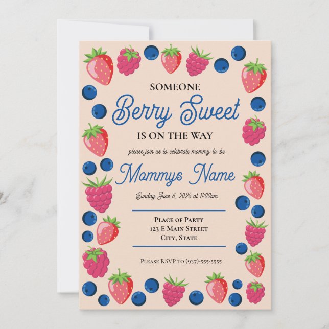 Berry Sweet Baby Invitation (Devant)