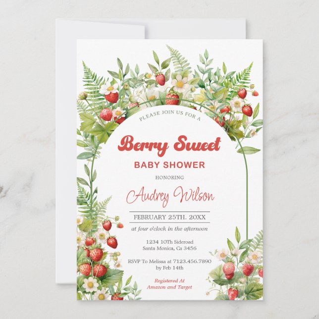 Berry Sweet Baby shower Invitation (Devant)