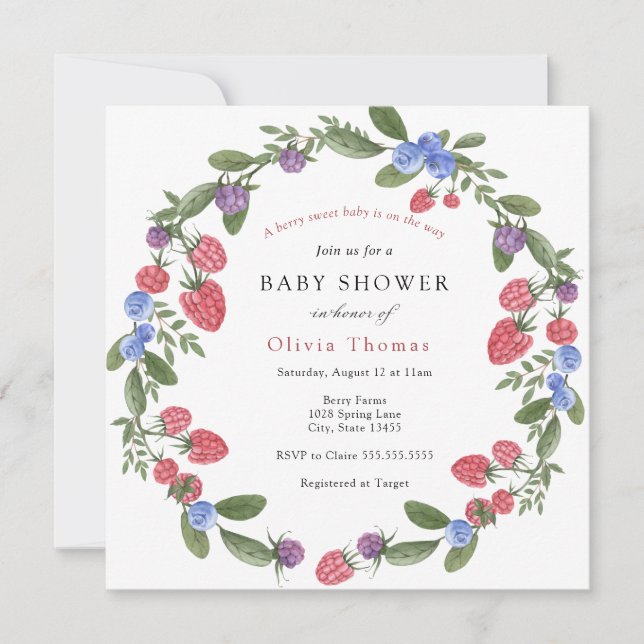 Berry Sweet Baby shower Invitation (Devant)