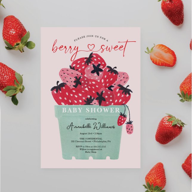 Berry Sweet Baby shower Invitation fraise (Créateur téléchargé)