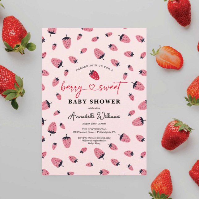 Berry Sweet Baby shower Invitation fraise (Créateur téléchargé)