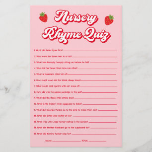 Berry Sweet Baby shower Nursery Rhyme Jeu