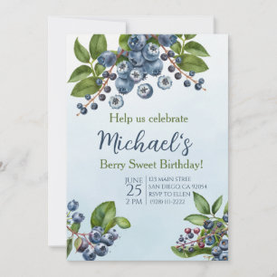 Berry Sweet bleuet été Invitation d'anniversaire