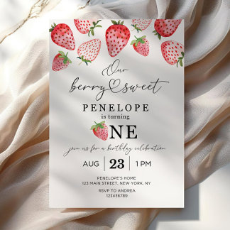Berry Sweet First Birthday Invitation Modèle 1er