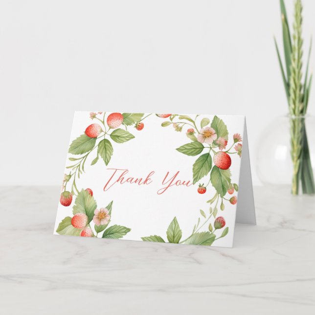 Berry Sweet Strawberry Carte de remerciements douc (Devant)